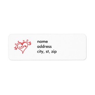Flying love heart Valentine's Day label