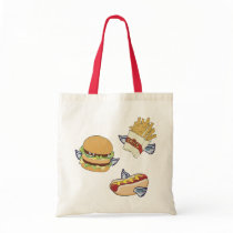 Flying Lunch: Hot Dog, French Fries & Hamburger Tote Bag