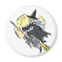 Flying Moon Witch magnets