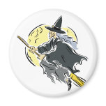 Flying Moon Witch Refrigerator Magnets