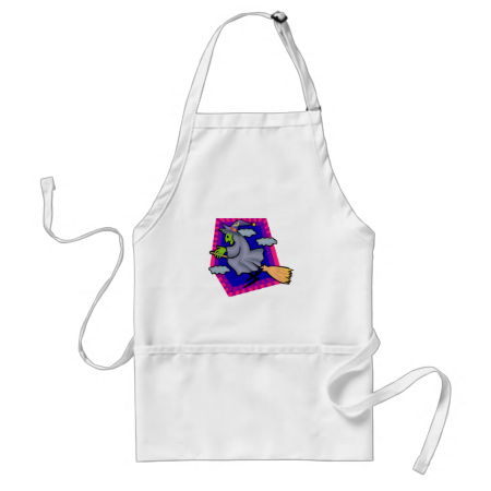 flying old witch adult apron