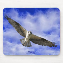 Flying Osprey & Fractal Clouds Photo Art Mousepad