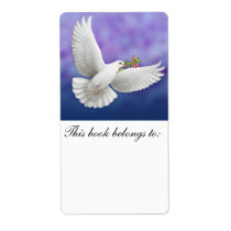 Flying Peace Dove Bookplate Custom Shipping Label