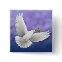 Flying Peace Dove Pinback Buttons