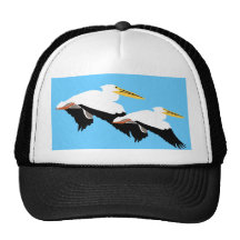 Flying Pelican in Blue Oval Mesh Hats