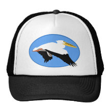 Flying Pelican in Blue Oval Trucker Hat