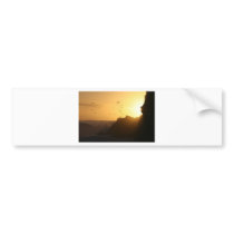 Flying pelicans sunset coastline bumper sticker