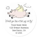 Flying Pig Address Labels stickers