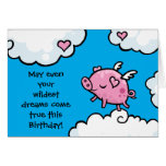 Flying pig birthday dreams card template