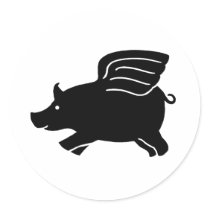 Flying Pig - Black stickers