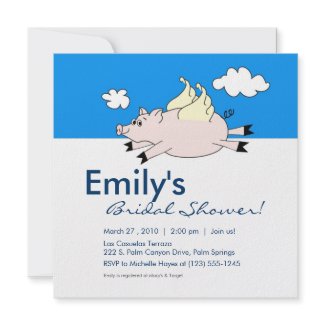 Flying Pig Bridal Shower Invitation invitation