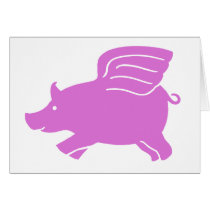 Flying Pig Card - Pink by magarmor Flying Pig Card - Pink