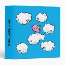 Flying pig dances on clouds customisable binder binders