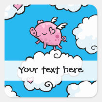 Flying pig dances on clouds customisable sticker stickers