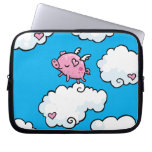 Flying pig dances on clouds laptop sleeve
