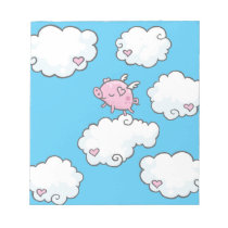 Flying pig dances on clouds note paper notepads