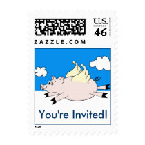 Flying Pig Invitation Postage Stamps