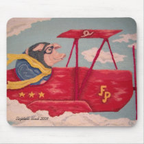Flying Pig Mousepad by ElizabethBlackArt Flying Pig Mousepad