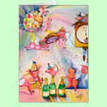 Flying Pig New Year's Card cards