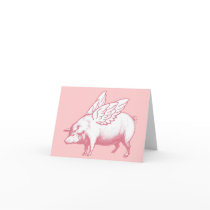 Flying Pig Note Card - Blank