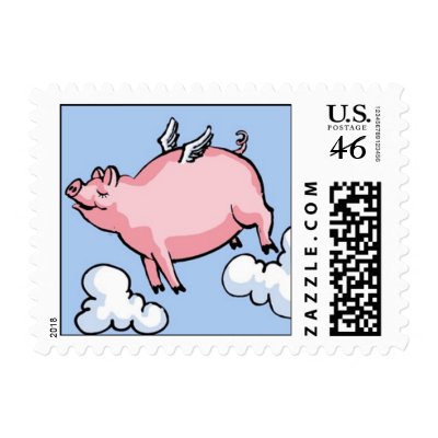 Flying Pig Postage Stamps by oph3lia