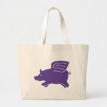 Flying Pig  -  Purple Tote Bags
