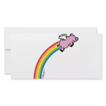 Flying Pig Rainbow Photo Greeting Card