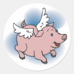 Flying Pig Round Stickers