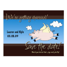 Flying Pig Save the Date PC Post Card