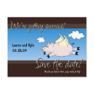 Flying Pig Save the Date PC Post Card
