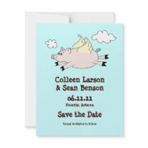 Flying Pig Save the Date, Solid Back Invitation