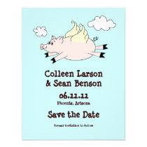 Flying Pig Save the Date, Solid Back invitations
