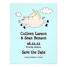 Flying Pig Save the Date, Solid Back Invitation
