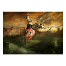 Flying Pig - Steampunk - The flying swine Personalized Invitation