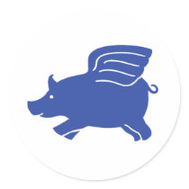 Flying Pig Sticker Blue