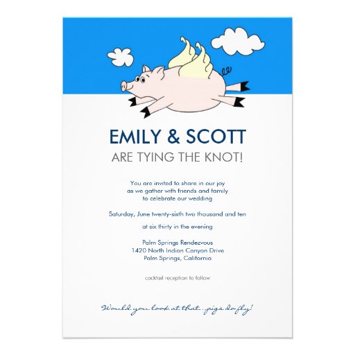 Flying Pig Wedding Invitation