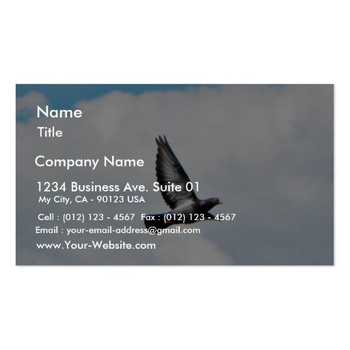 Flying Pigeon On Sky Business Card Templates