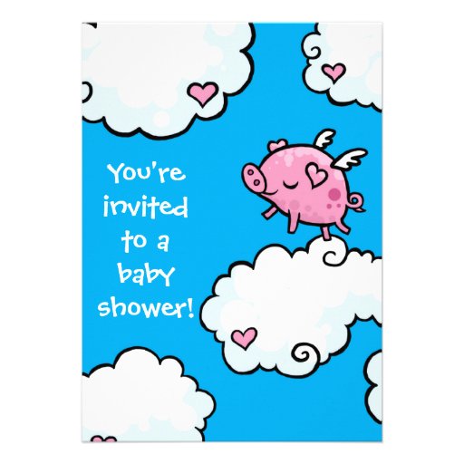 Flying Piggy Baby Shower invite