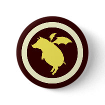 Flying piggy pinback button