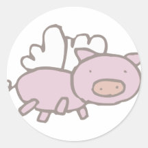 Flying Piggy Round Stickers