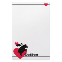 Flying piggy with coffee personalized stationery