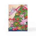 Flying Pigs Decorate the Christmas Tree Card