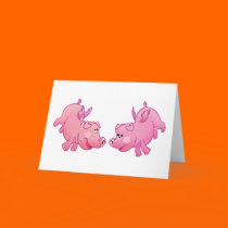 Flying pigs in love! cards