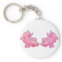 Flying pigs in love! key chains