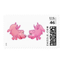 Flying pigs in love! postage stamp