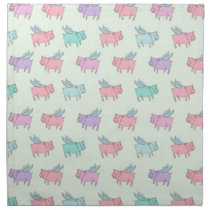 Flying pigs - pastel green napkins