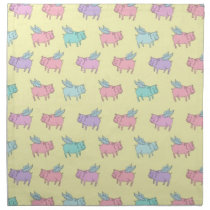 Flying pigs - pastel yellow napkins