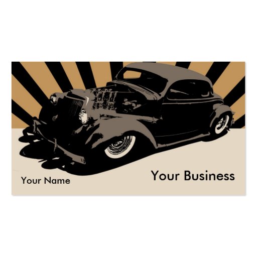 Flying Piston Hot Rod Business Card Template (front side)