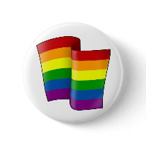 Flying Rainbow Pride Round Button buttons