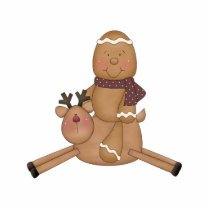 flying reindeer gingerbread man photo sculptures